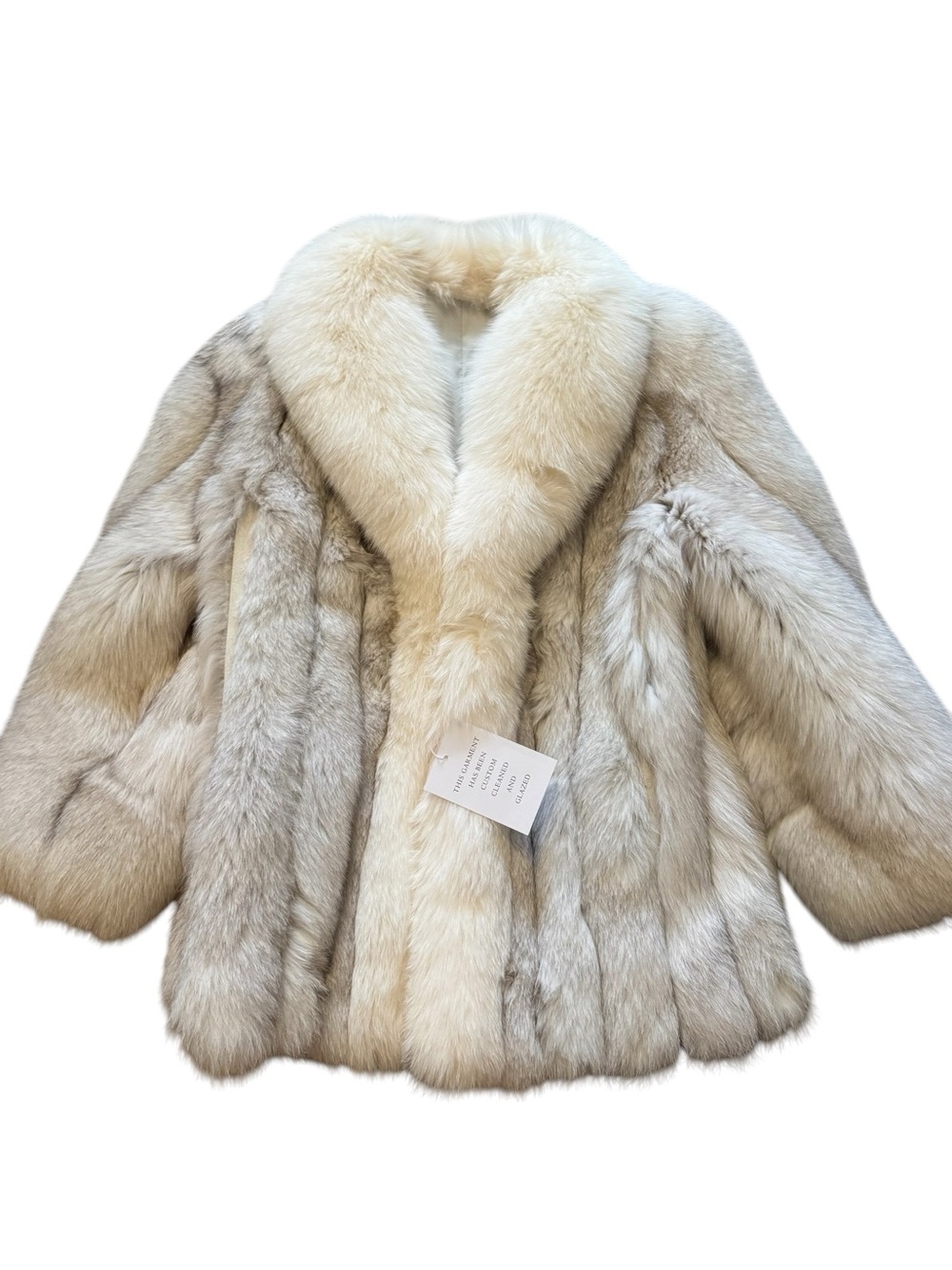 Luxurious Light Gray and White fox Saga Furs fox Coat - Picture 10 of 16